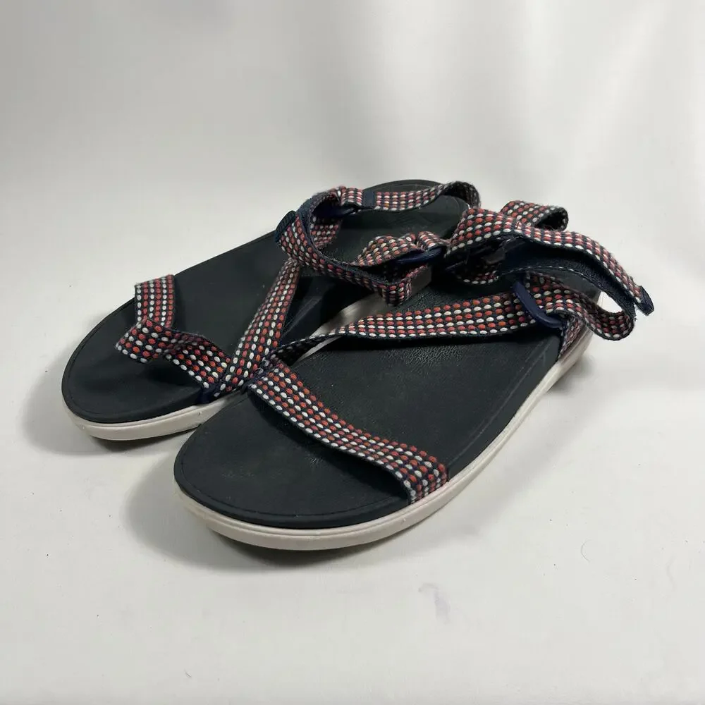 Fitflop Z Strap Sandals 9 Comfort Casual Blue Red Summer Classic Beach